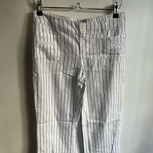 White and blue mossimo linen cotton blend low waist bohemian pants